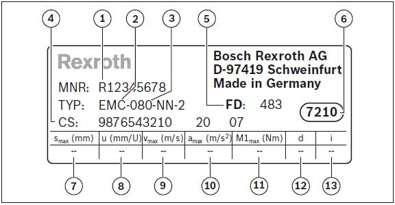力士樂(lè)電動(dòng)缸銘牌
